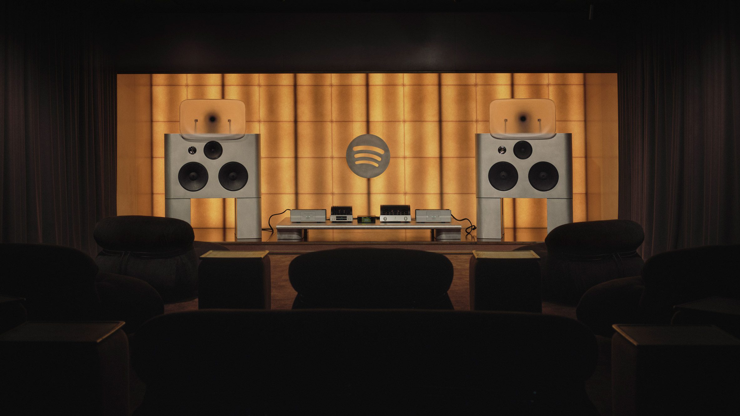 Spotify immersive listening room at London headquarters with bespoke audio system